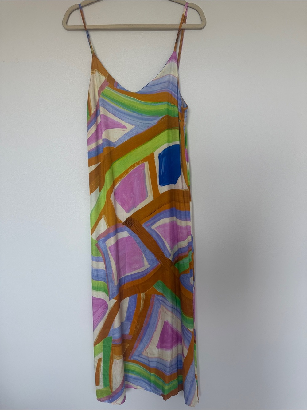 NWT Anthropologie Self Contrast Camila Colorful Slip Dress - Small - Midi #194